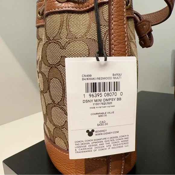 NWT Disney X Coach Mini Dempsey Bucket Bag With Mickey Mouse CN499